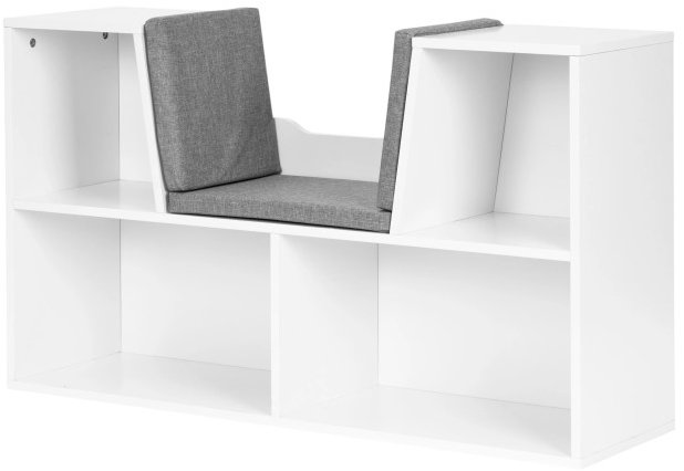 ECOTOYS ZKB-5W Dětská policová skříňka se sedátkem a lavicí, bílá