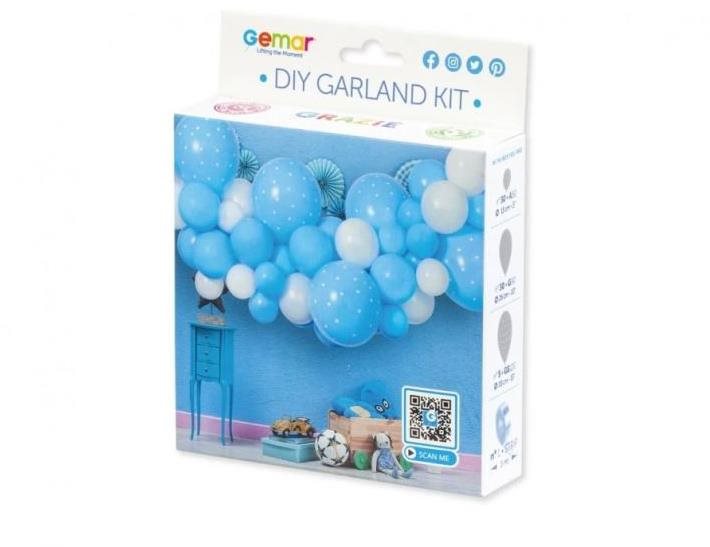 Balónková girlanda - sada baby modrobílá, 300 cm - 65 ks - baby shower