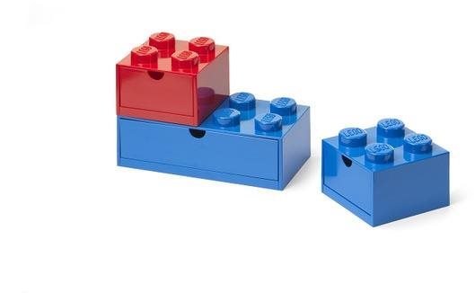 LEGO stolní boxy se zásuvkou Multi-Pack 3 ks - červená, modrá