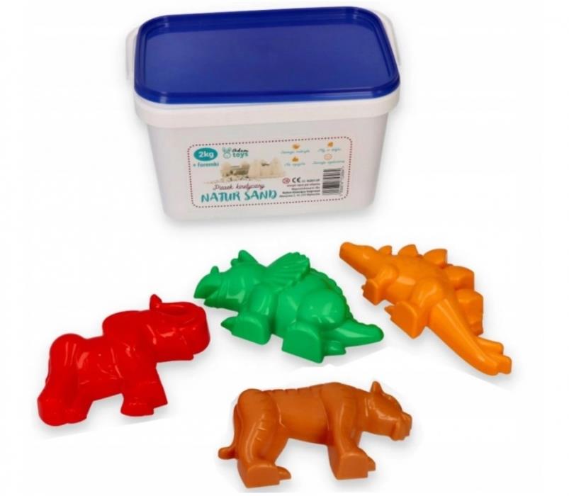 Adam Toys Kinetický písek přírodní, 2 kg, formičky dinosauři
