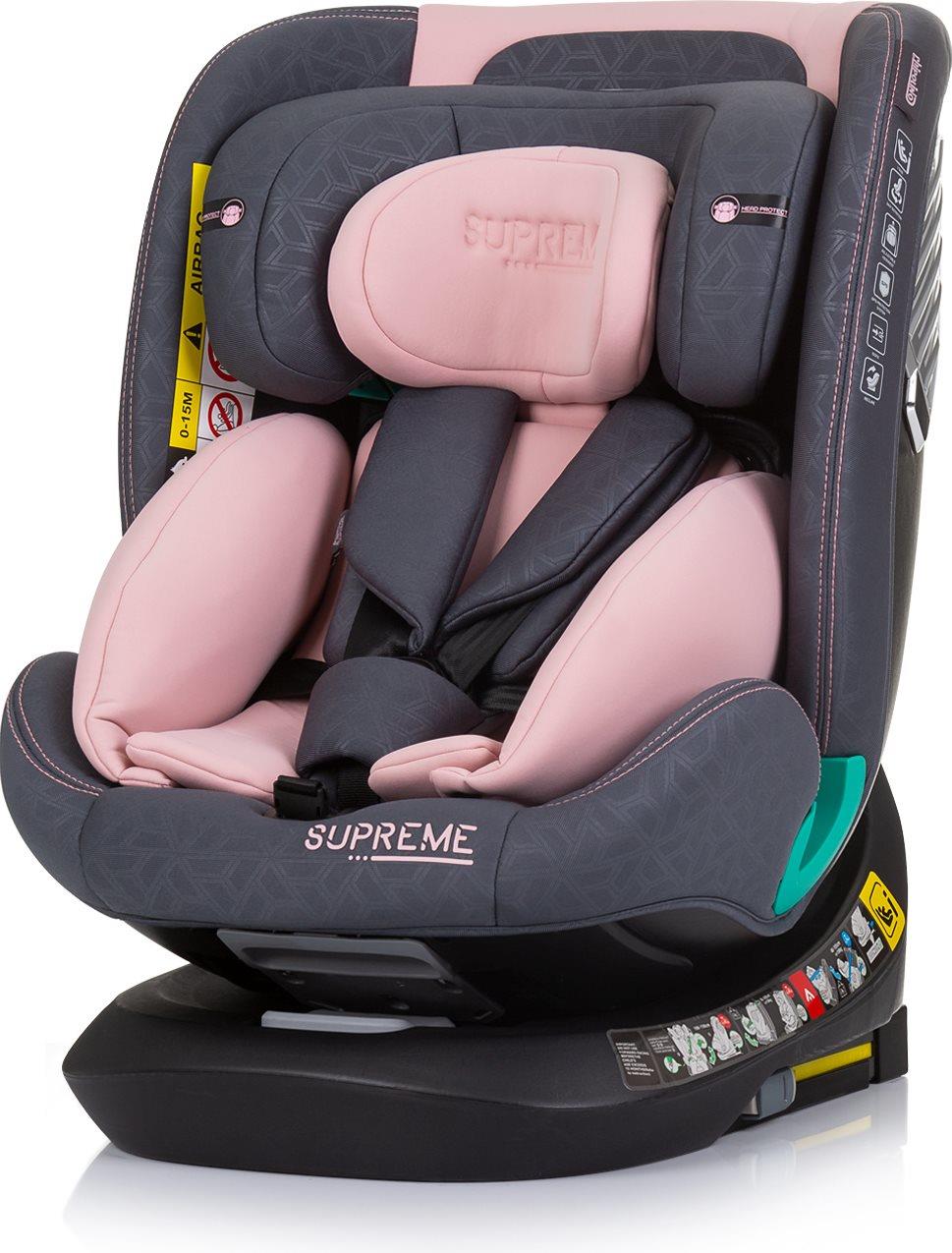 CHIPOLINO Supreme i-Size 40-150 cm Isofix 360 Flamingo