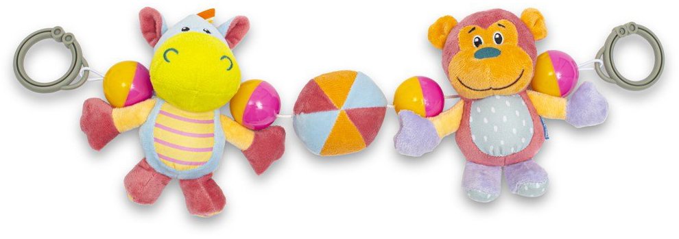 Baby Mix Dětské plyšové chrastítko do kočárku - hrošík a opička