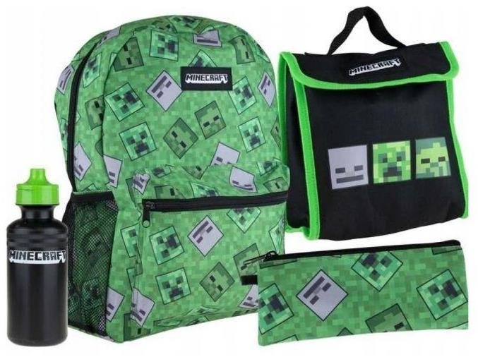Školní čtyřdílný set s batohem Minecraft zelený