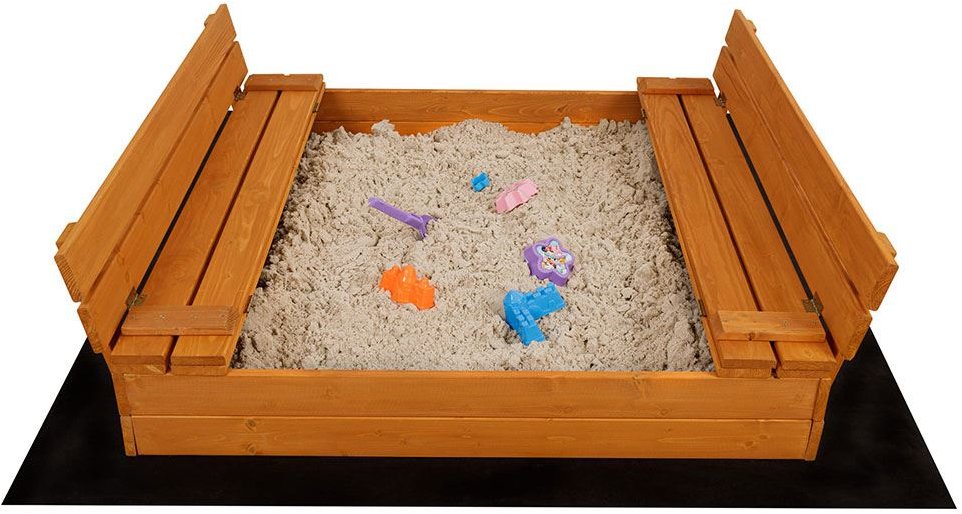 Baby Mix Dřevěné pískoviště s poklopem a lavičkami 120 × 120 cm