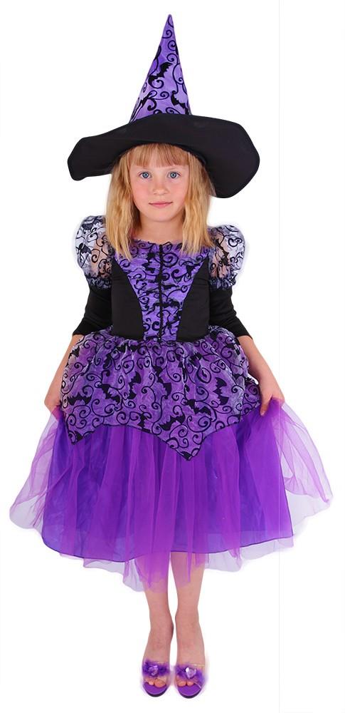 Rappa Dětský kostým čarodějnice fialový, Halloween M
