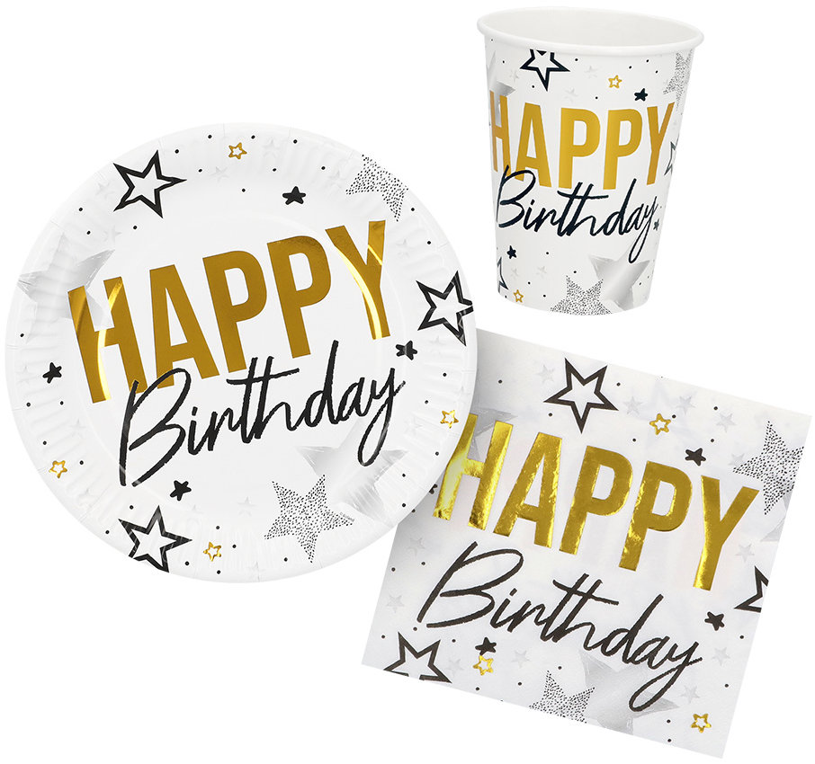Boland Stolní set 'Happy Birthday' (6 talířů, 6 šálků, 12 ubrousků)