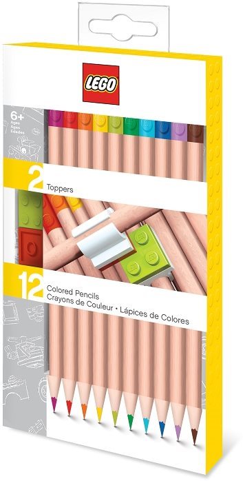 LEGO pastelky, mix barev - 12 ks s LEGO klipem