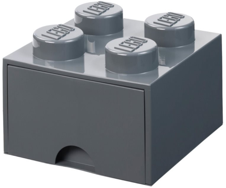 LEGO úložný box 4 s šuplíkem - tmavě šedá