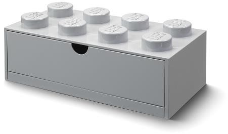 LEGO stolní box 8 se zásuvkou - šedá
