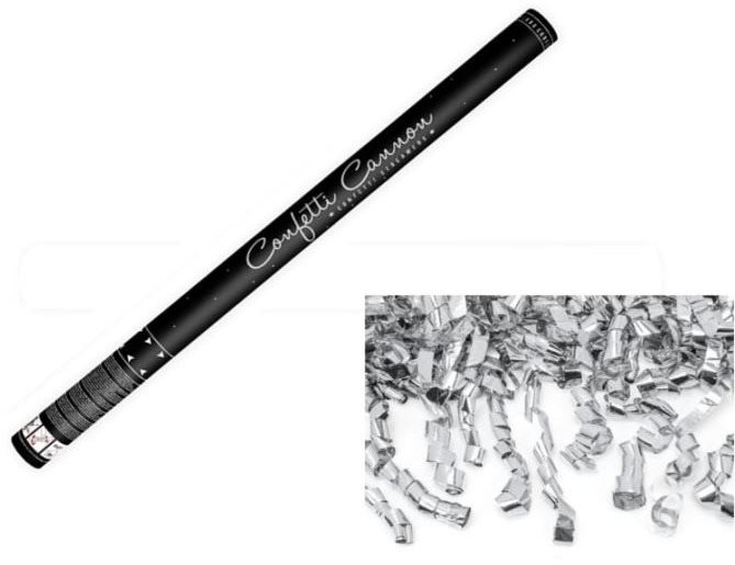 Konfety 80cm - 1ks stříbrné stužky - hoblinky metalické - silvestr