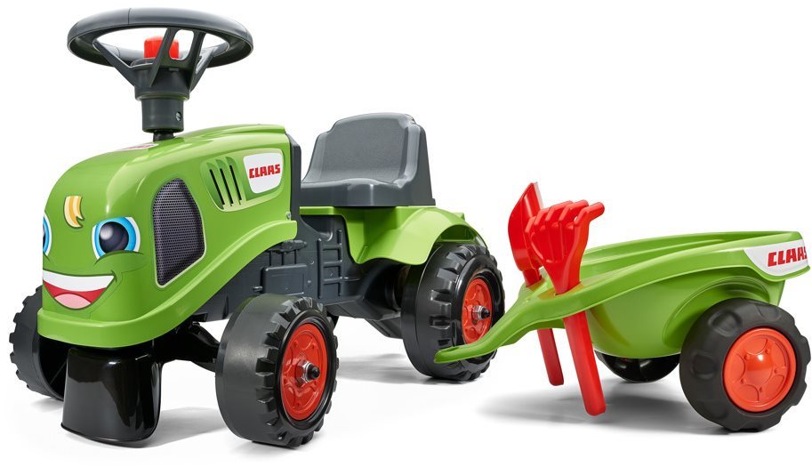 Odstrkovadlo traktor Claas zelené s volantem a valníkem