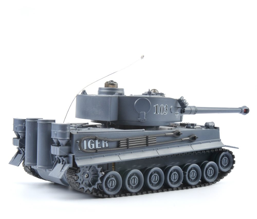 Bojující tank Tiger 1 šedý 2,4 GHz s infra dělem, bojující 1:28