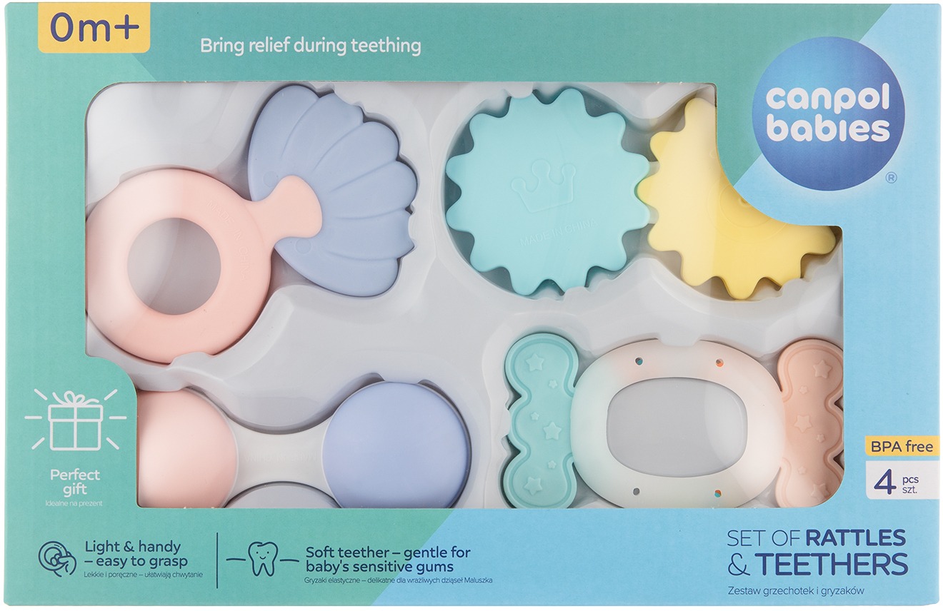 Canpol babies První set chrastítek s kousátky Pastel