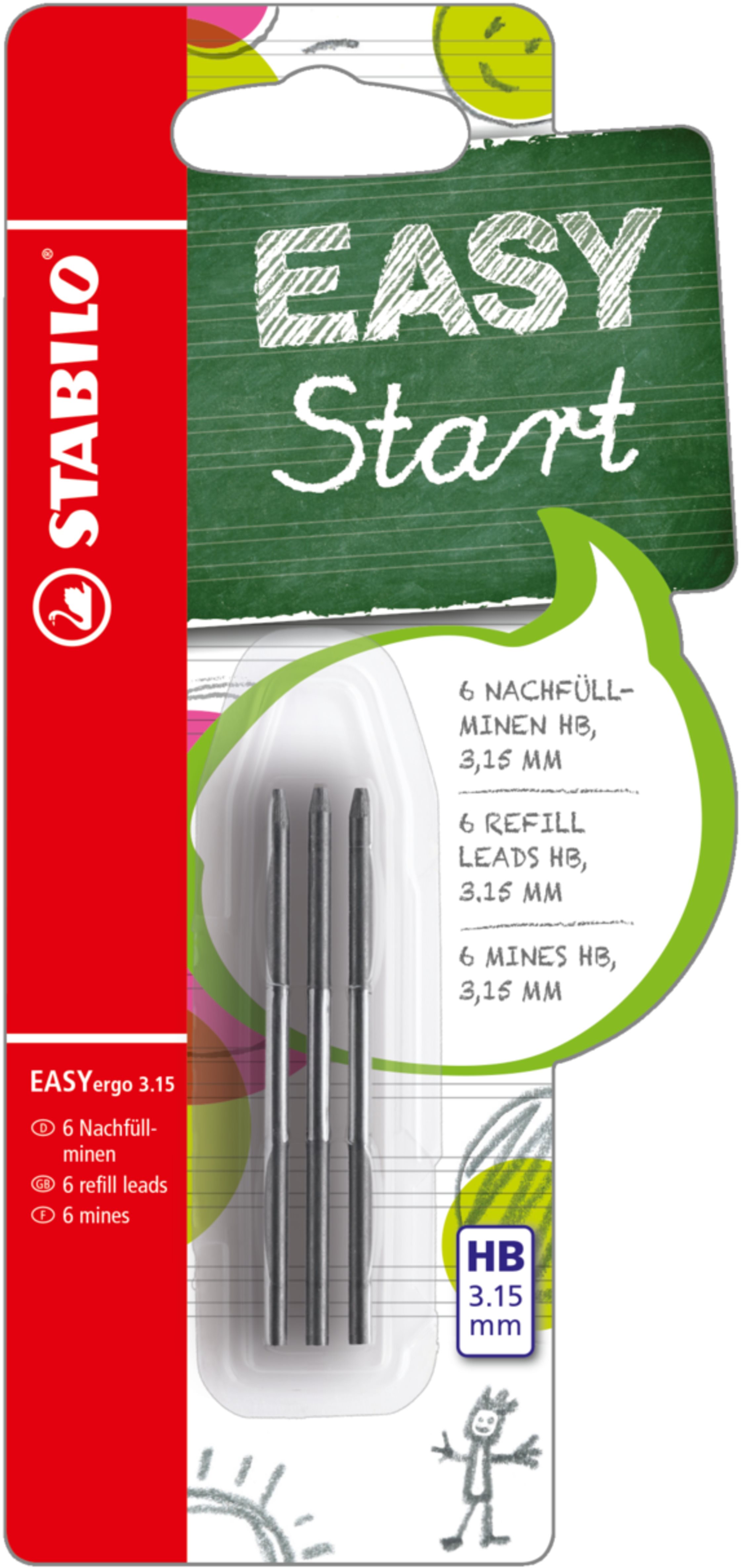 STABILO EASYergo 3.15 Náhradní tuhy HB 6 ks Blister
