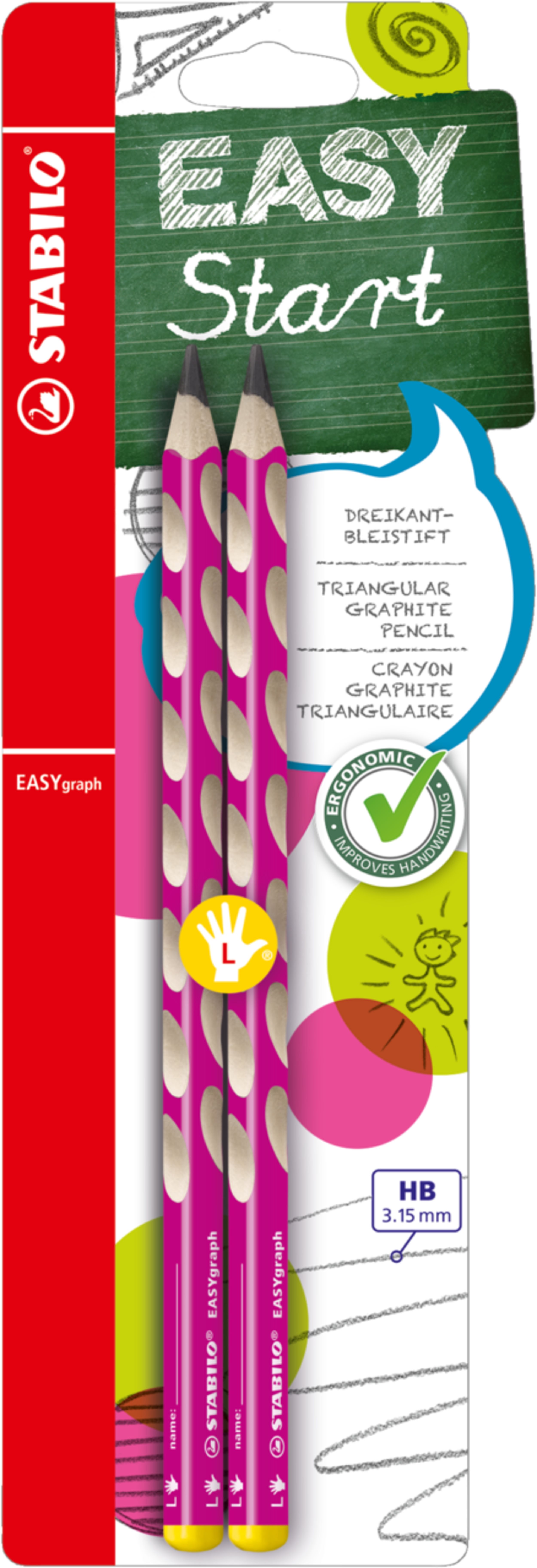 STABILO EASYgraph L HB růžová - balení 2 ks