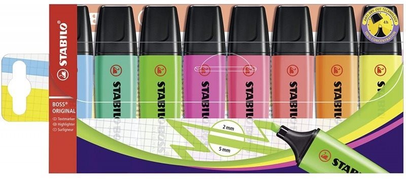STABILO BOSS ORIGINAL pouzdro 8 ks - kvalitní plastika, 8 oddělených komor