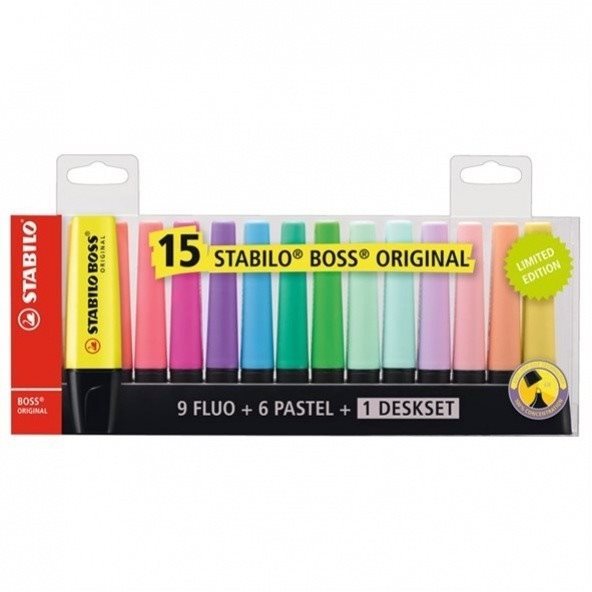 STABILO BOSS ORIGINAL deskset 15 ks (neon + pastel)