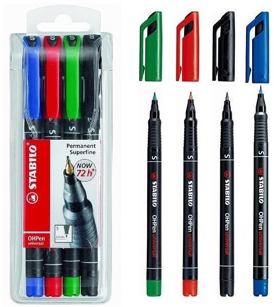 STABILO OHPen universal permanent S, pouzdro 4 barvy