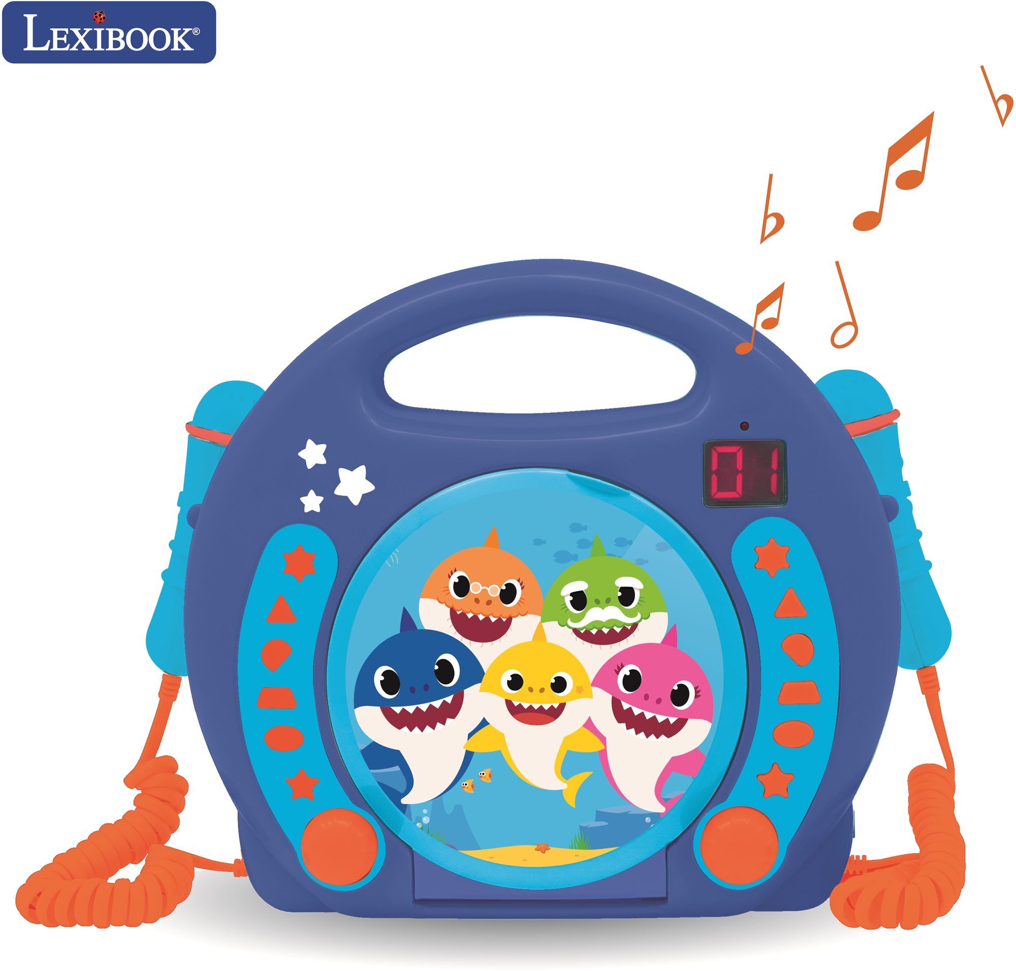 Lexibook Baby Shark Přenosný CD přehrávač se 2 mikrofony