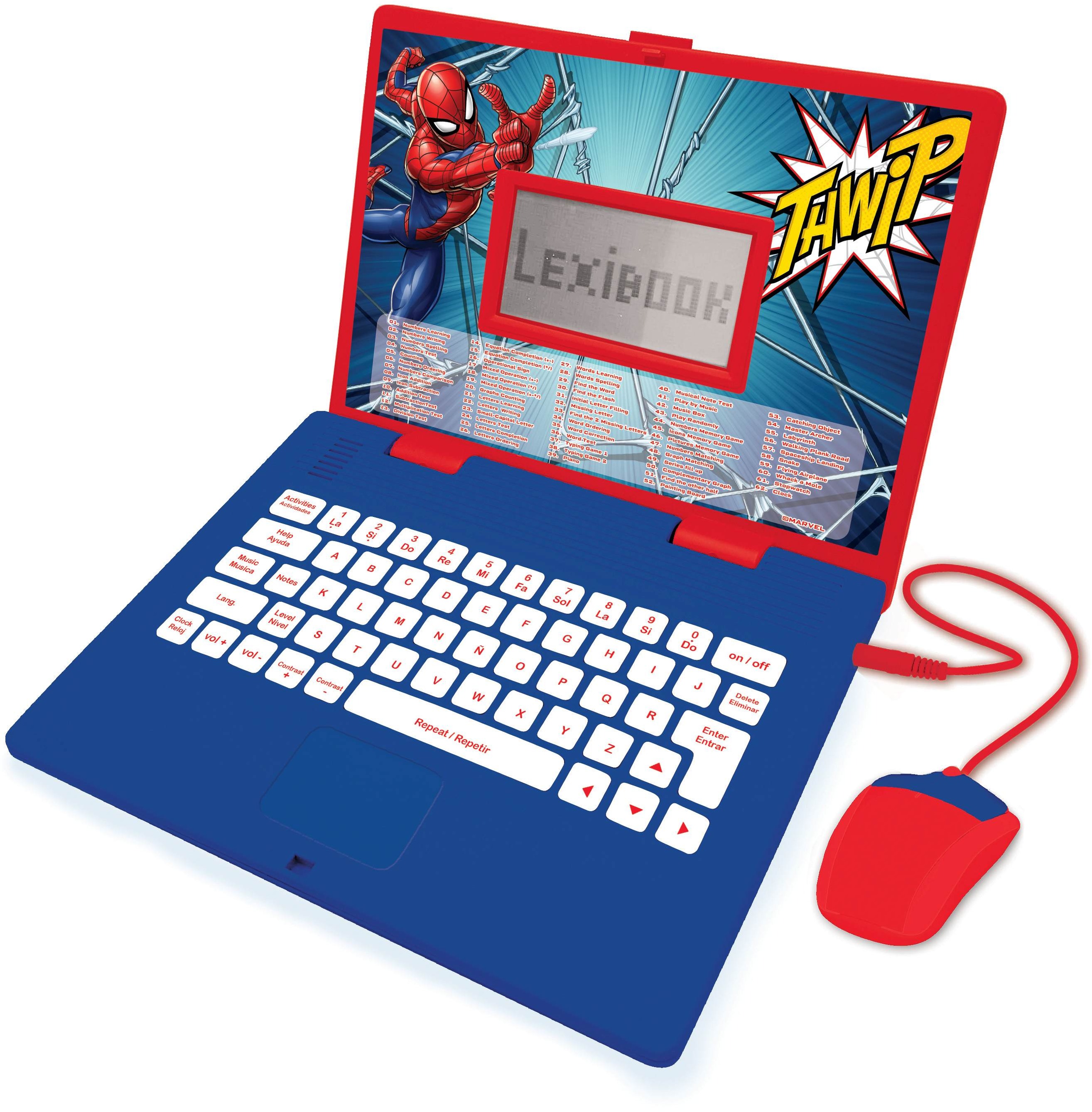 Lexibook Spiderman Dvojjazyčný vzdělávací notebook čeština/angličtina, 124 aktivit