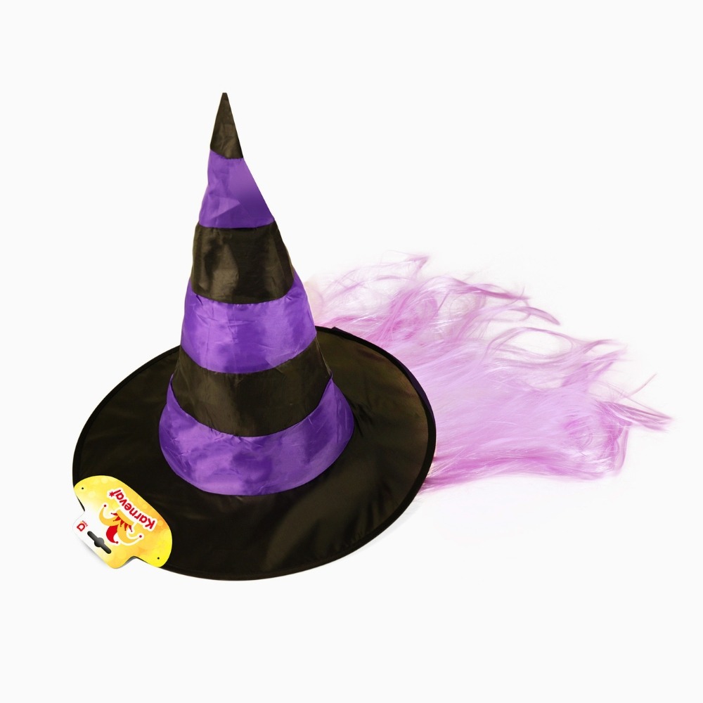 Klobouk čarodějnice s vlasy - halloween