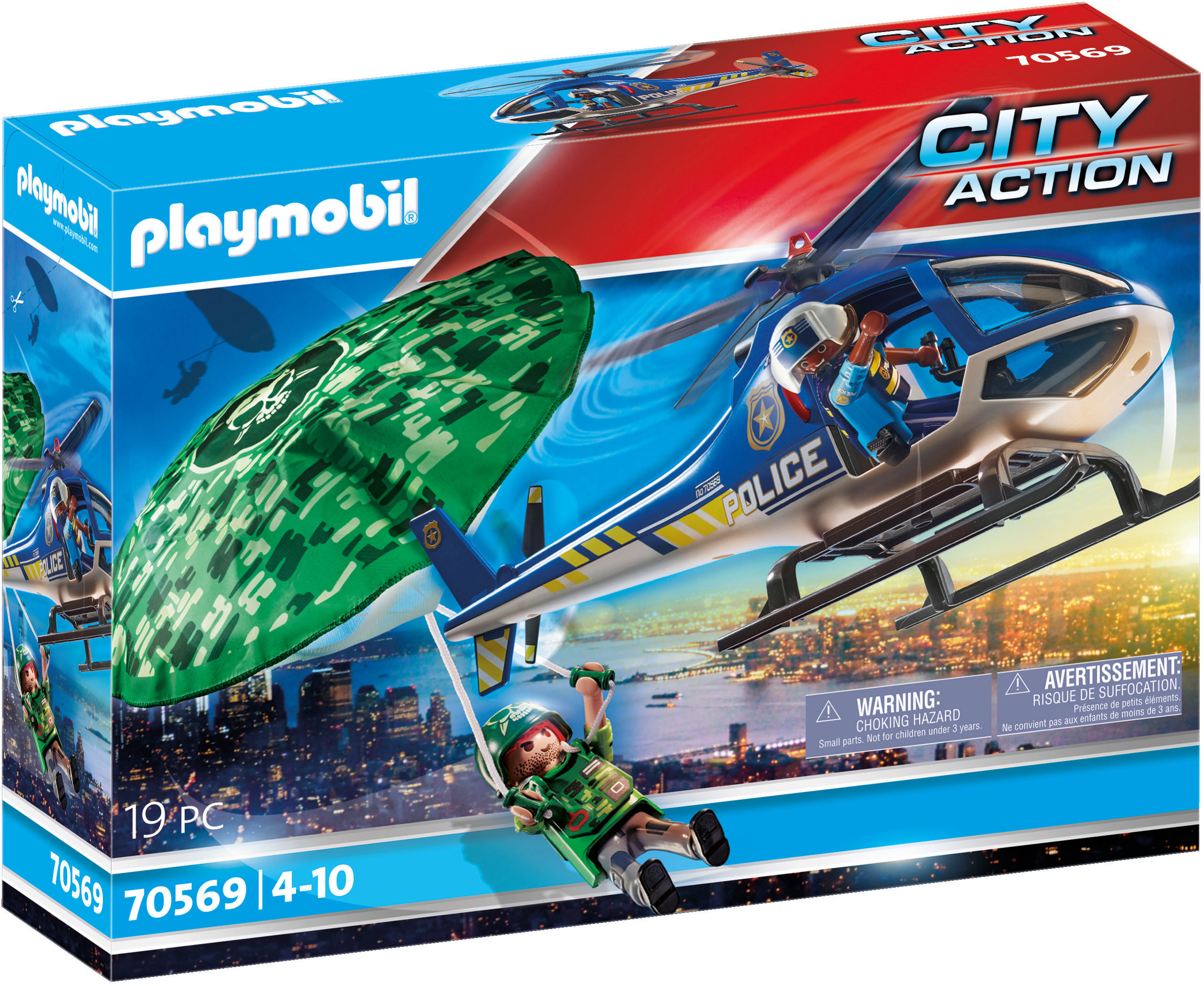 Playmobil 70569 Policejní vrtulník: Pronásledování padáku