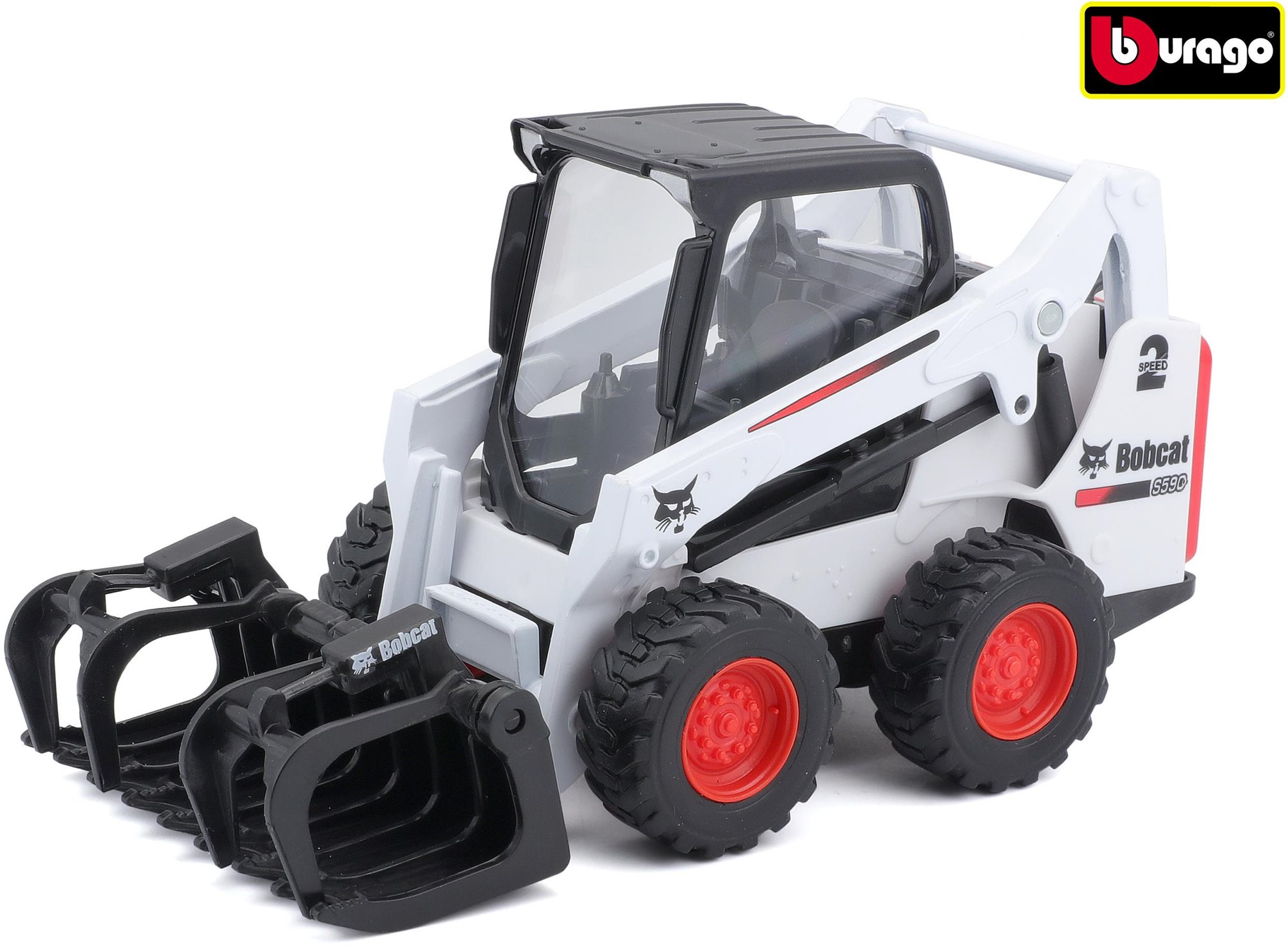 Bburago 10 cm Bobcat S590 Skid-Steer Loader w/grapple