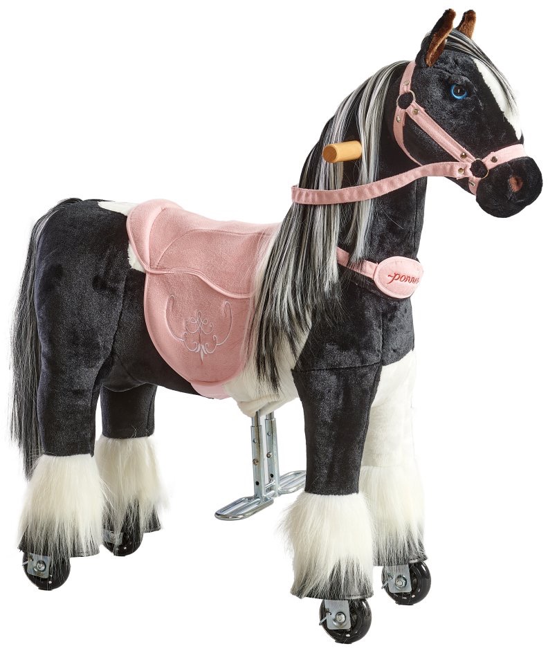 Ponnie Mechanický jezdicí kůň Domino S s růžovým sedlem