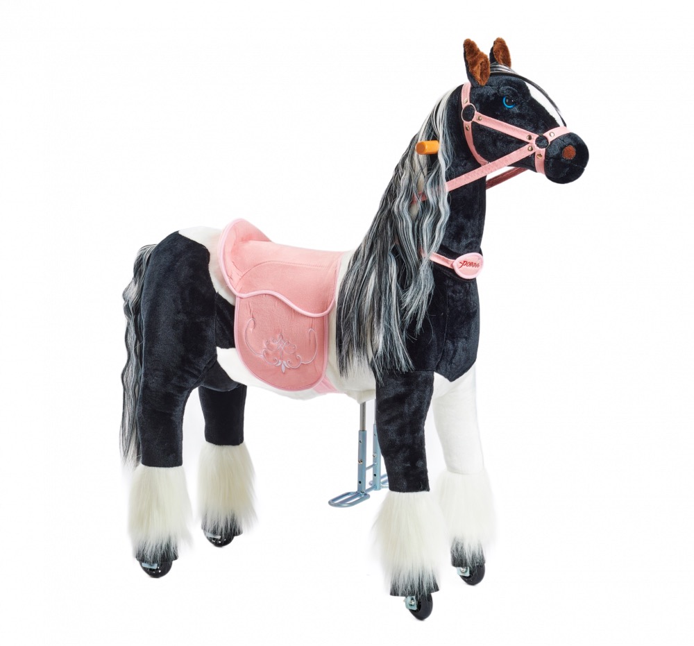 Ponnie Mechanický jezdící kůň Domino M s růžovým sedlem