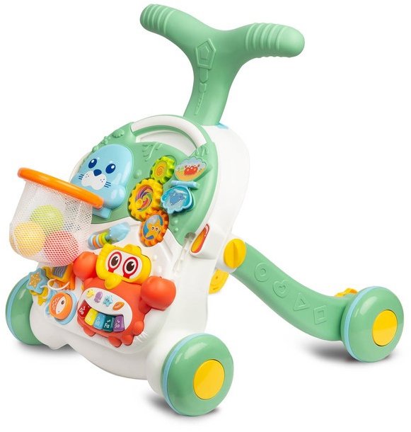 Toyz Dětské interaktivní chodítko, stoleček s příslušenstvím 2v1, zelené