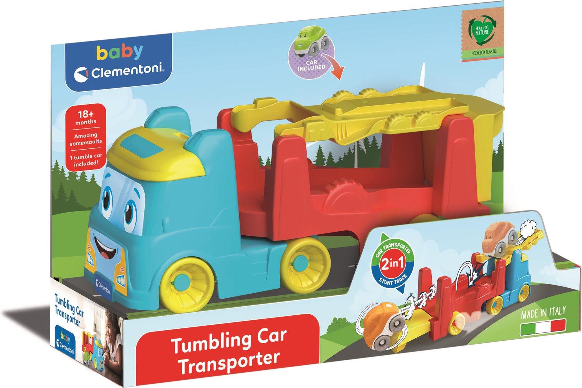 CLEMENTONI Baby Veselý kamion pro přepravu převracecích autíček