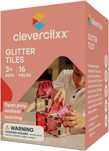 Cleverclixx Glitter Tiles Pack Transparent - růžové 16 ks
