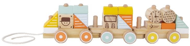 Rappa dřevěný vlak tahací s kostkami