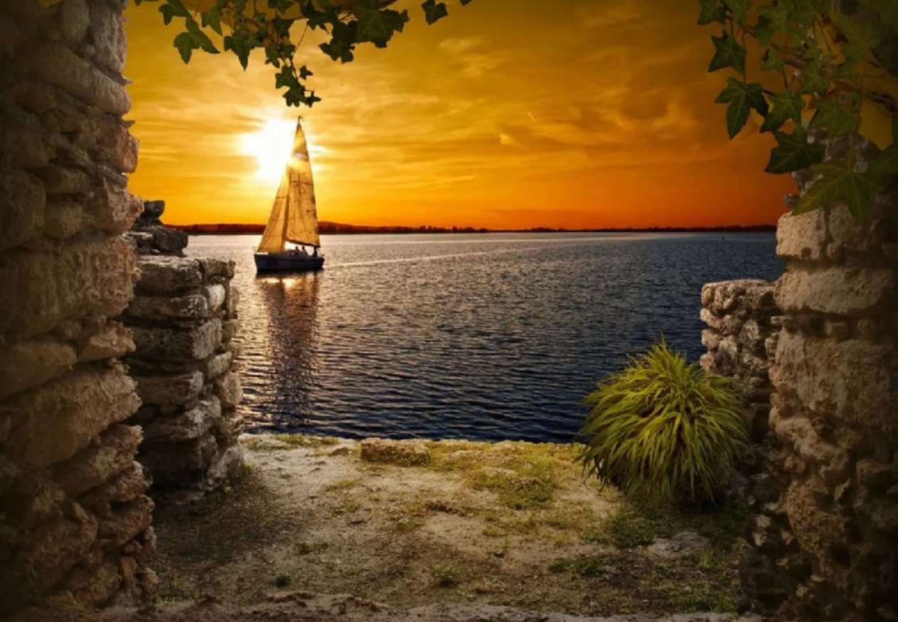 Norimpex Plachetnice při západu slunce 30 × 40 cm