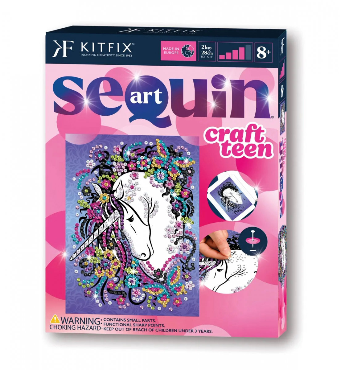Kitfix Třpytivá kreativní sada s flitry Sequin art - Jednorožec 8+