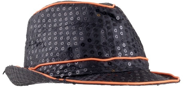Funny Fashion Klobouk s flitry LED svítící oranžový