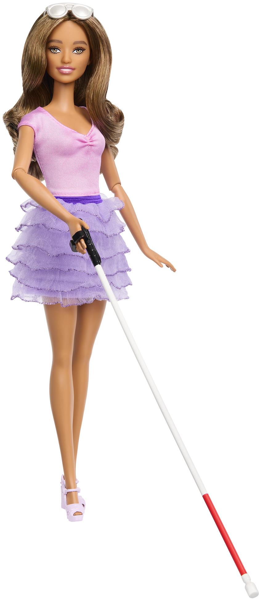 Barbie Fashionistas modelka, fialová sukně s volánky, 65. výročí FBR37