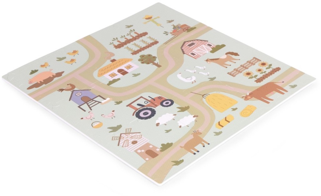 Ecotoys Pěnová skládací hrací podložka pro děti, Venkov