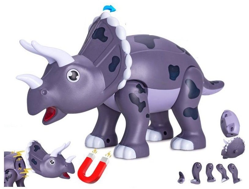 Mikrotrading Dinosaurus Triceratops 28 cm magnetický s doplňky 2 ks