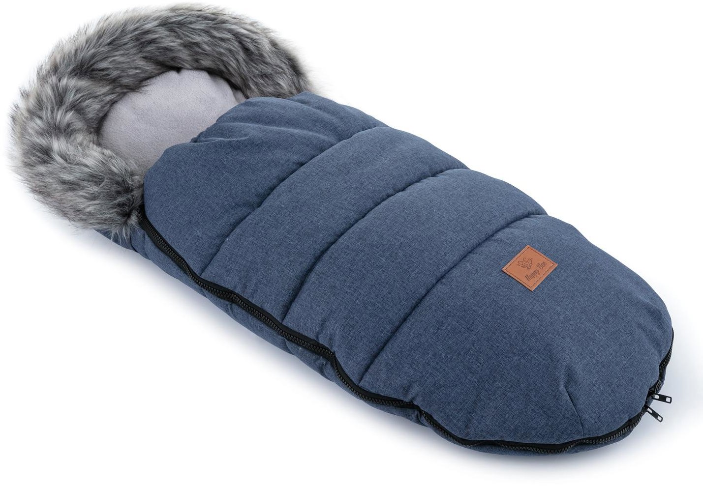 HappyBee Zimní fusak Trinity Leny s kožíškem blue