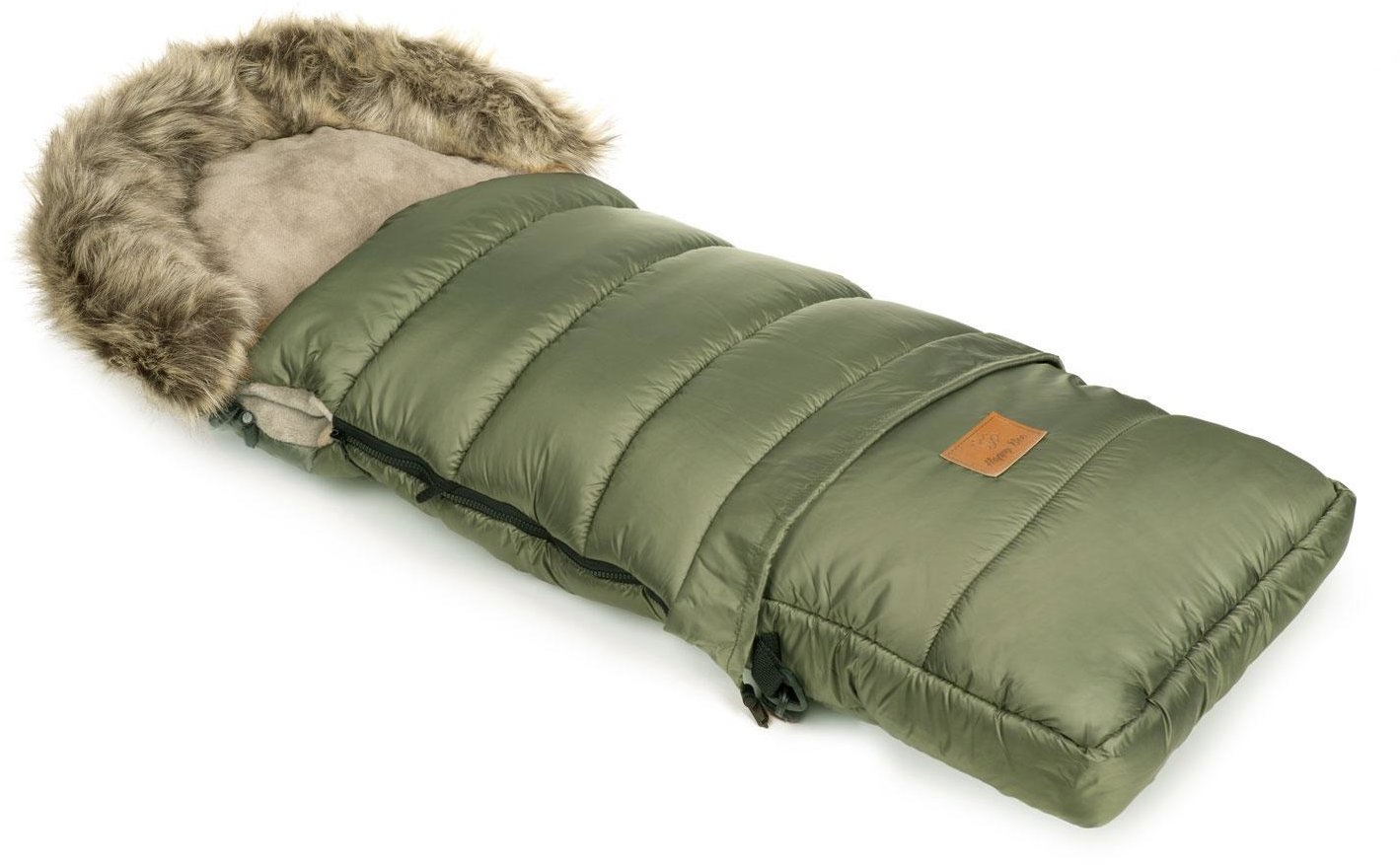 HappyBee Zimní fusak Combi s kožíškem khaki/latte