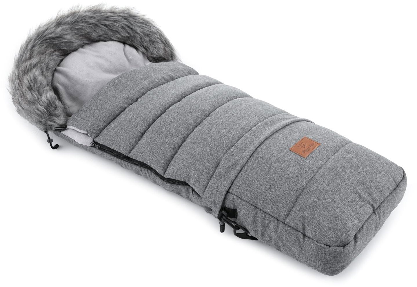 HappyBee Zimní fusak Combi Leny s kožíškem graphite