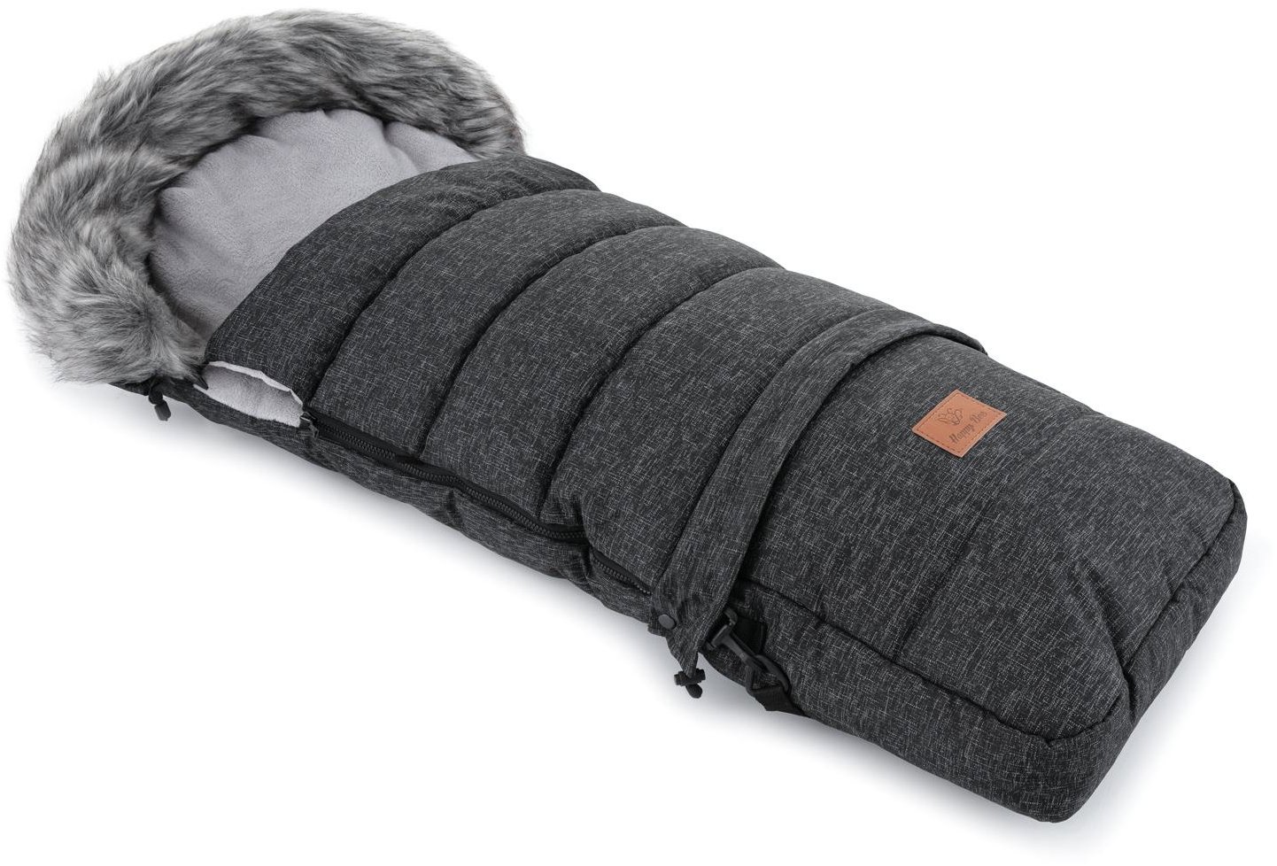 HappyBee Zimní fusak Combi Leny s kožíškem black