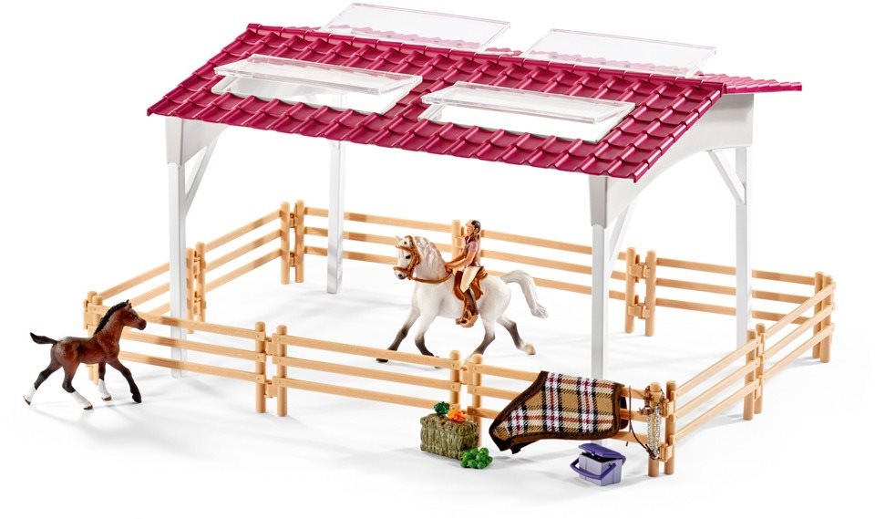 Schleich Stáj s koňmi a příslušenstvím v pastelových barvách 42344