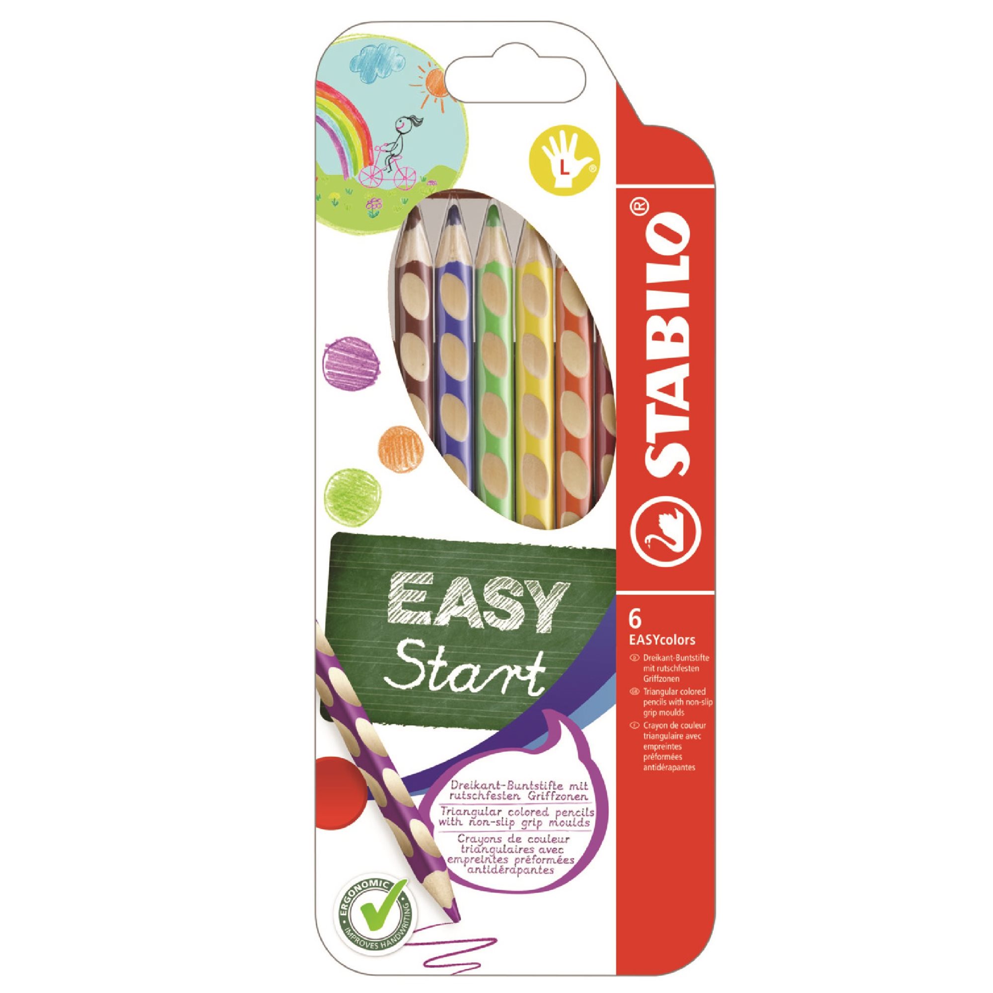 STABILO EASYcolors pro leváky - sada 6 barev pro kreslířské a malířské techniky.