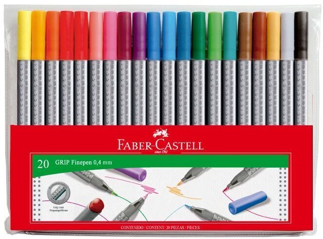 Faber-Castell Grip 04 mm 20 barev - profesionální fixy a popisovače