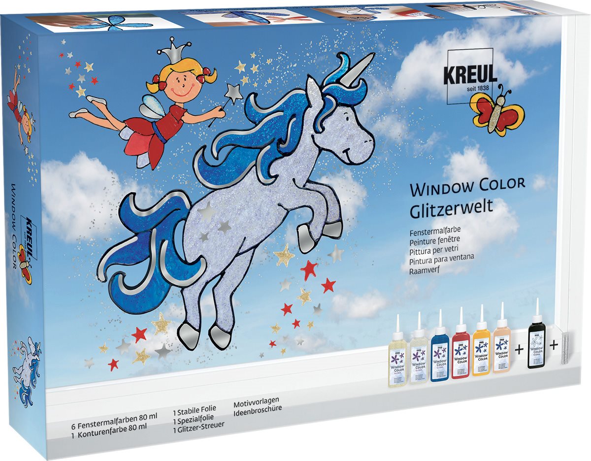 Barvy na sklo KREUL Window Color Glitter Fantasy pro děti