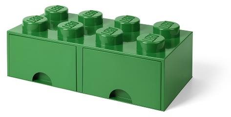 LEGO úložný box 8 s šuplíky - tmavě zelená