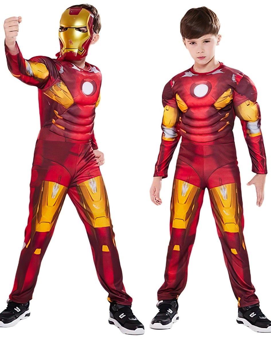 FunCo Dětský kostým Svalnatý Iron man s maskou 122-134 L