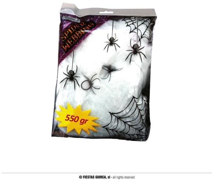 Pavučina bílá 550g + 4 pavouci - halloween